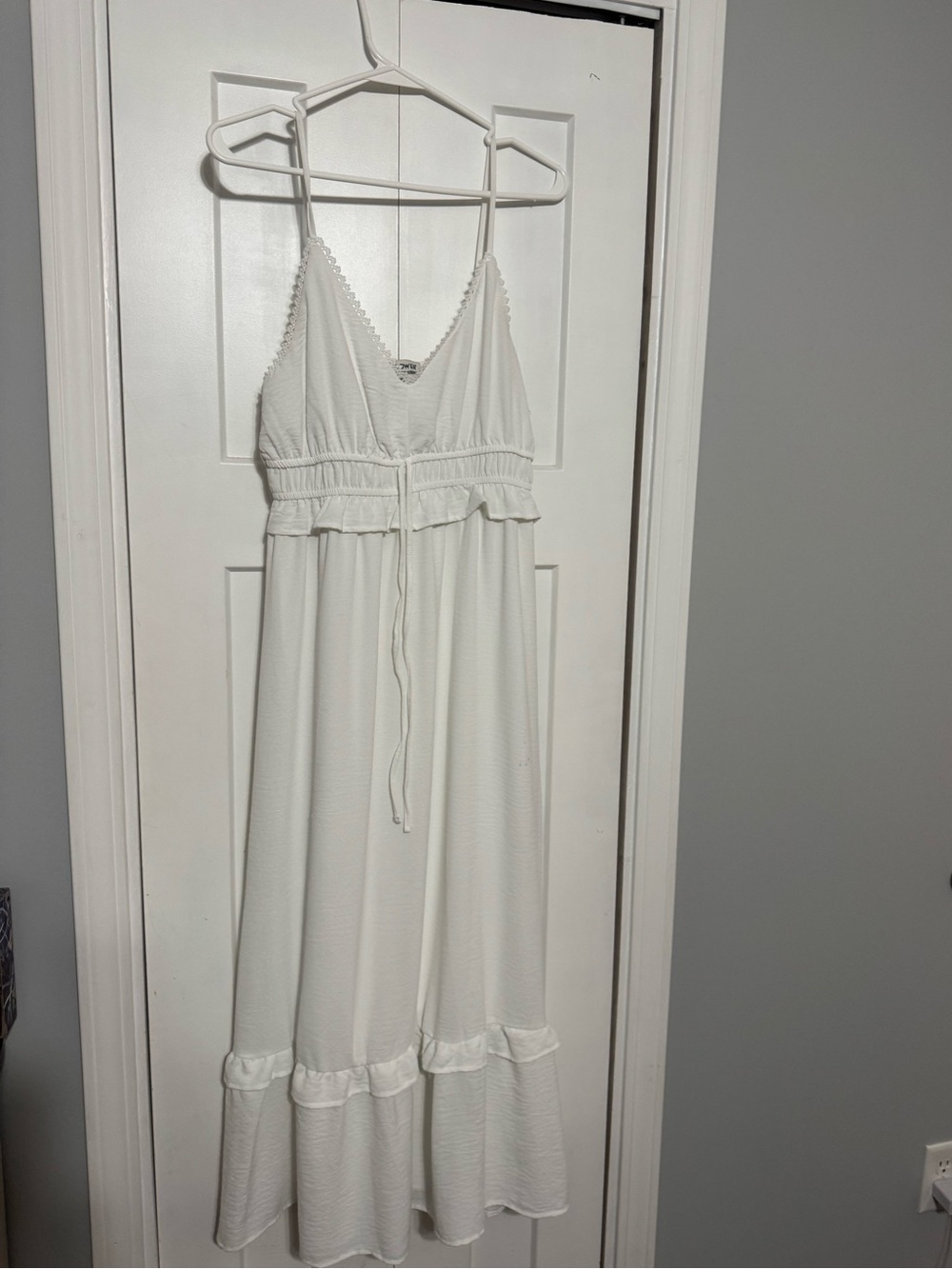 Wallflower White Lace-Trim V-Neck Maxi Dress